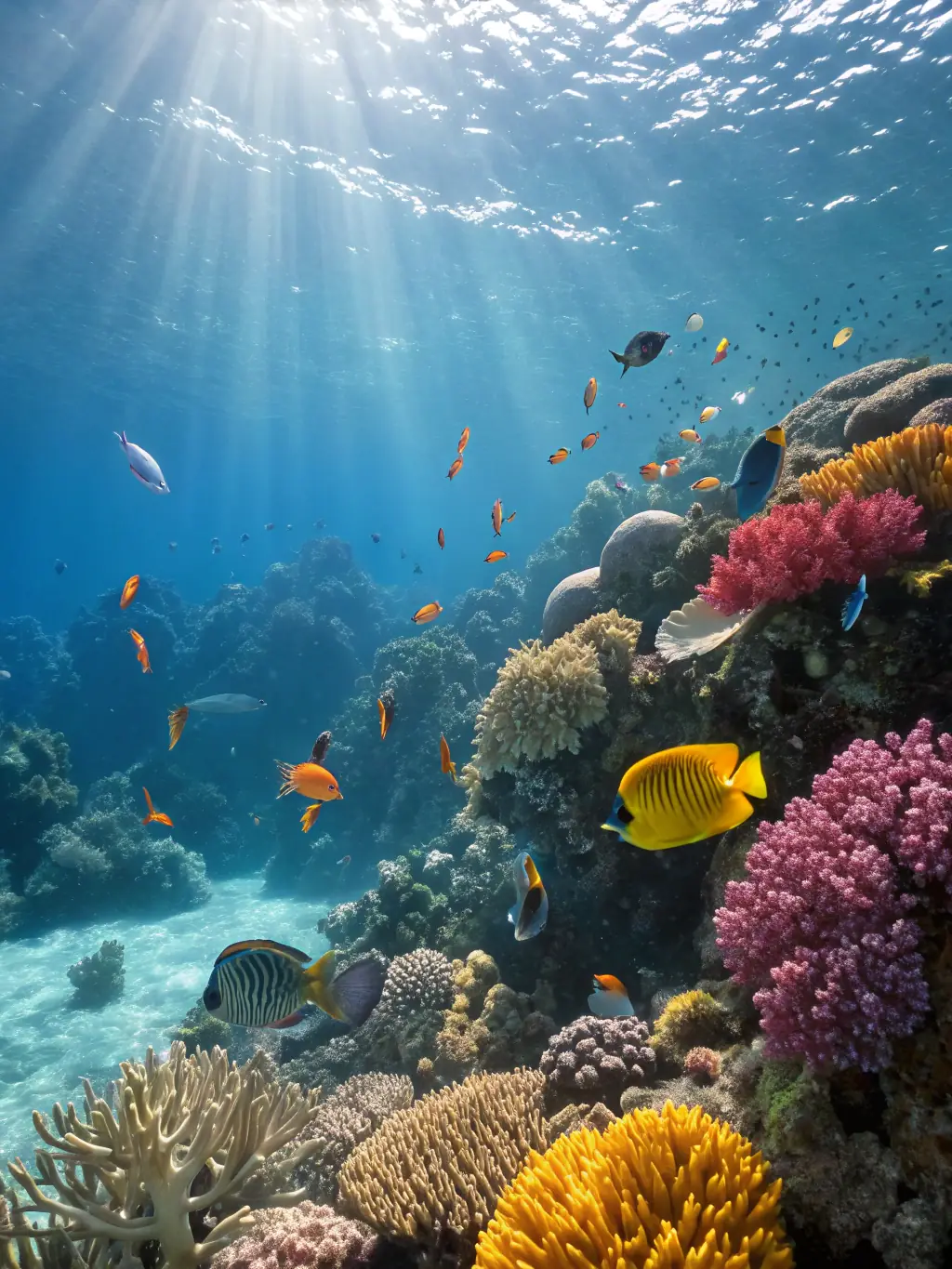 An underwater-themed image depicting a fish game on GBET, with various colorful fish swimming around and players aiming their virtual cannons.